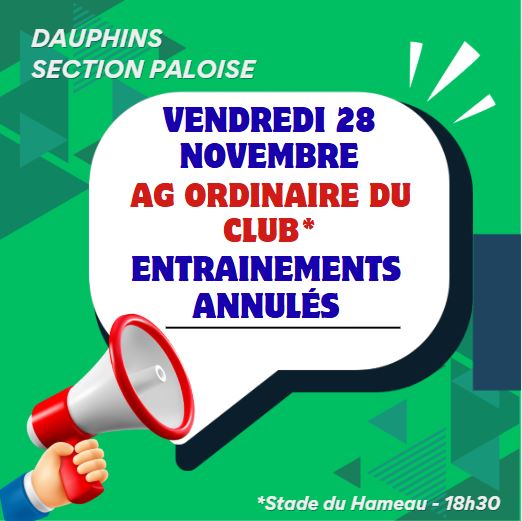 ASSEMBLÉE GÉNÉRALE ORDINAIRE VENDREDI 28 NOV. : COURS ANNULÉS